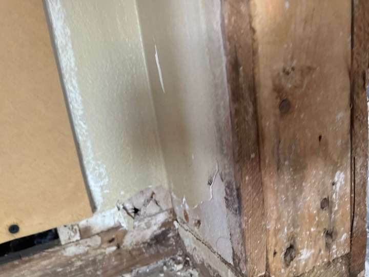 Water-damaged wall base and framing
